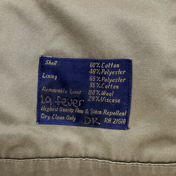 Vtg Chaps Ralph Lauren Men Size 40R Double Breasted Trench Coat Wool Lined Khaki - Picture 11 of 16